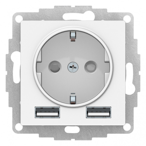 Systeme (Schneider) Electric ATLASDESIGN РОЗЕТКА 16А c 2 USB A+A, 5В/2,4А, 2х5В/1,2А, механизм, ЛОТОС