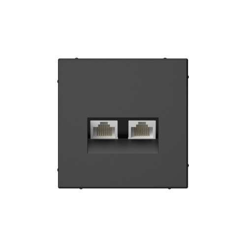 Systeme Electric ARTGALLERY РОЗЕТКА двойная компьютерная RJ45+RJ45, кат. 5е, механизм, БАЗАЛЬТ