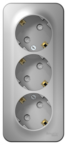 Schneider electric BLANCA РОЗЕТКА 3-я с/з со шторк. ИЗОЛ.ПЛ.,16А, 250В, АЛЮМИНИЙ