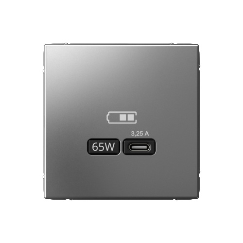 Systeme Electric ARTGALLERY USB РОЗЕТКА тип-С 65Вт высокоскор.заряд. QC, PD, механизм, СТАЛЬ