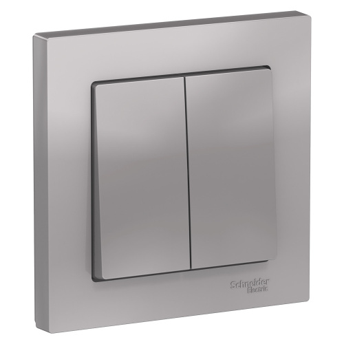 Systeme (Schneider) Electric ATLASDESIGN 2-клавишный ВЫКЛЮЧАТЕЛЬ, сх.5, 10АХ, в сборе, АЛЮМИНИЙ