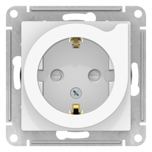 Systeme (Schneider) Electric ATLASDESIGN РОЗЕТКА с заземлением со шторками с выталк., 16А, механизм, БЕЛЫЙ
