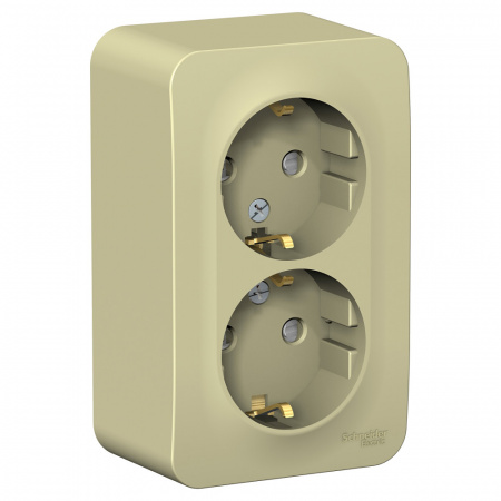Systeme (Schneider) Electric BLANCA О/У РОЗЕТКА двойная с заземл. со шт. ИЗОЛ.ПЛ.,16А, 250В, БЕЖЕВЫЙ