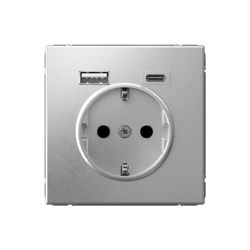 Systeme Electric ARTGALLERY РОЗЕТКА 16А с 2 USB A+C, 5В/2,4А/3,0А, 2х5В/1,5А, механизм, АЛЮМИНИЙ